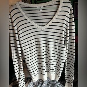 White & Black striped Sweater
